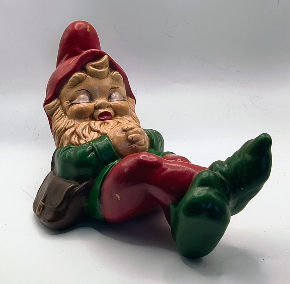 Vintage 1983 Hand Painted Sleeping Garden Gnome